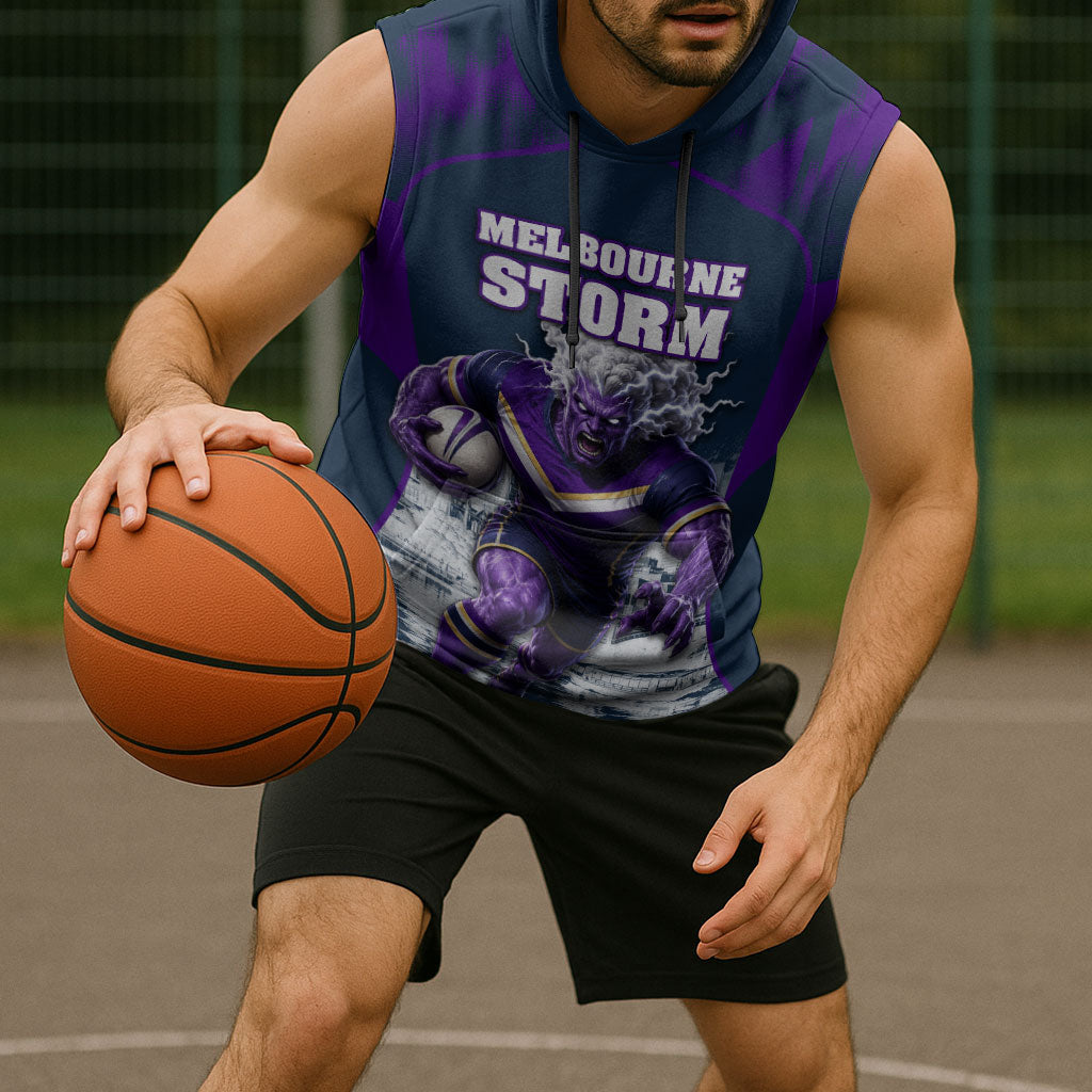 Personalised Sharks Rugby Sleeveless Hoodie Storm Monster Mascot City Skyline 3D Graphic