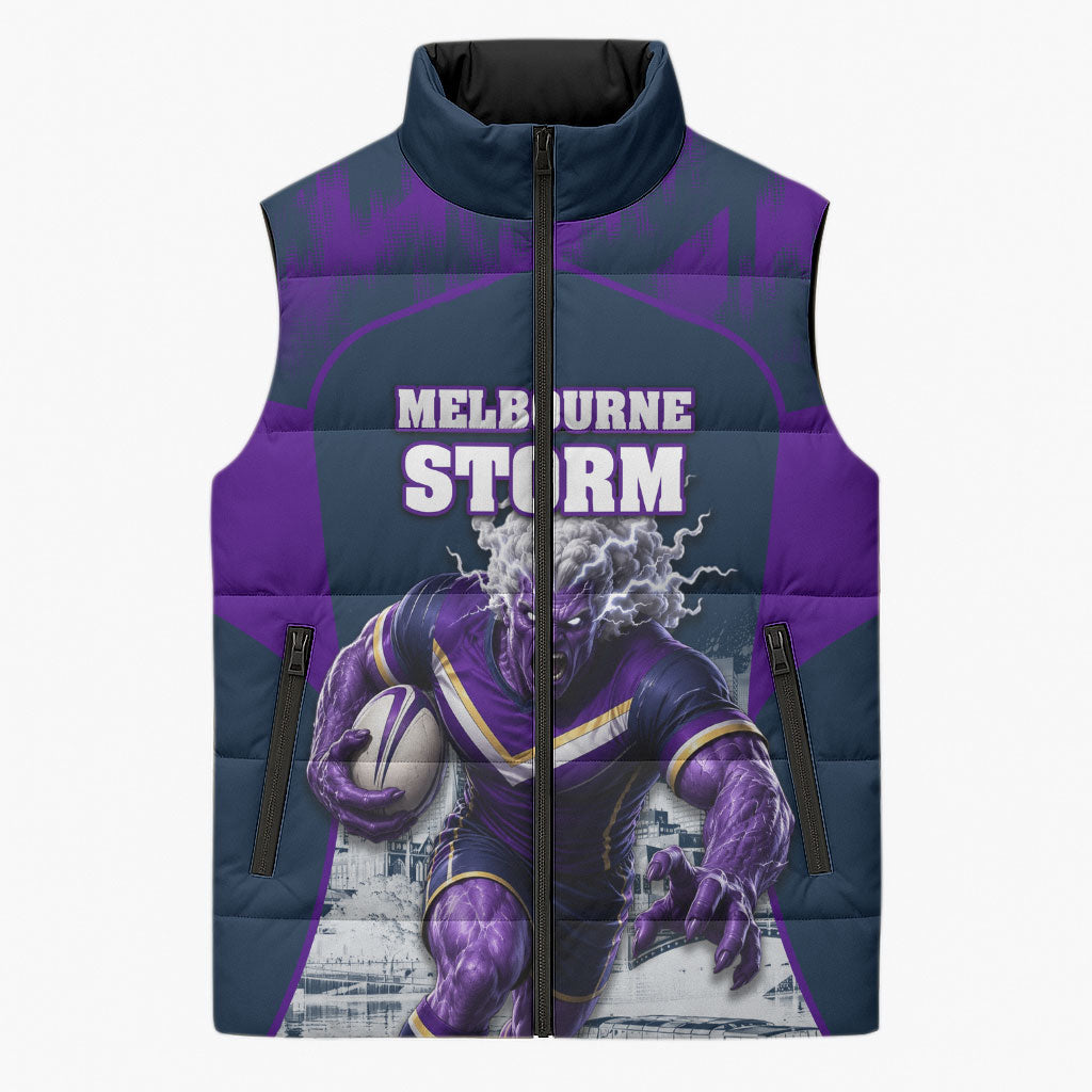 Personalised Sharks Rugby Sleeveless Puffer Jacket Storm Monster Mascot City Skyline 3D Graphic