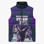 Personalised Sharks Rugby Sleeveless Puffer Jacket Storm Monster Mascot City Skyline 3D Graphic