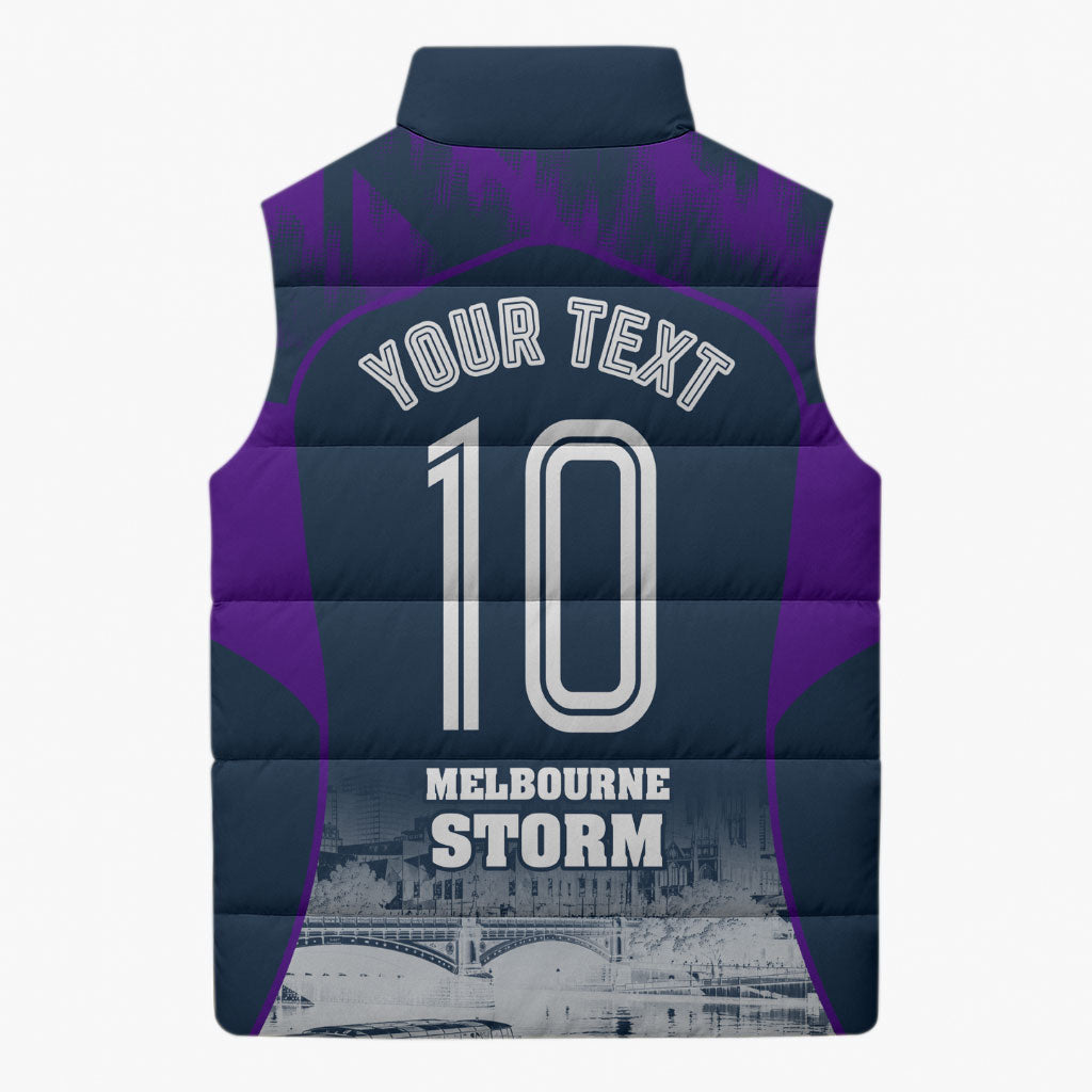Personalised Sharks Rugby Sleeveless Puffer Jacket Storm Monster Mascot City Skyline 3D Graphic
