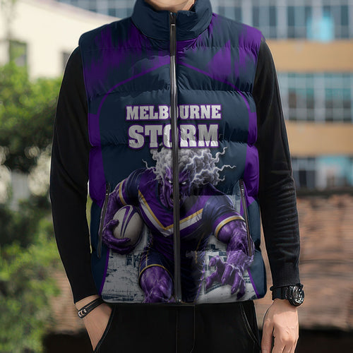 Personalised Sharks Rugby Sleeveless Puffer Jacket Storm Monster Mascot City Skyline 3D Graphic