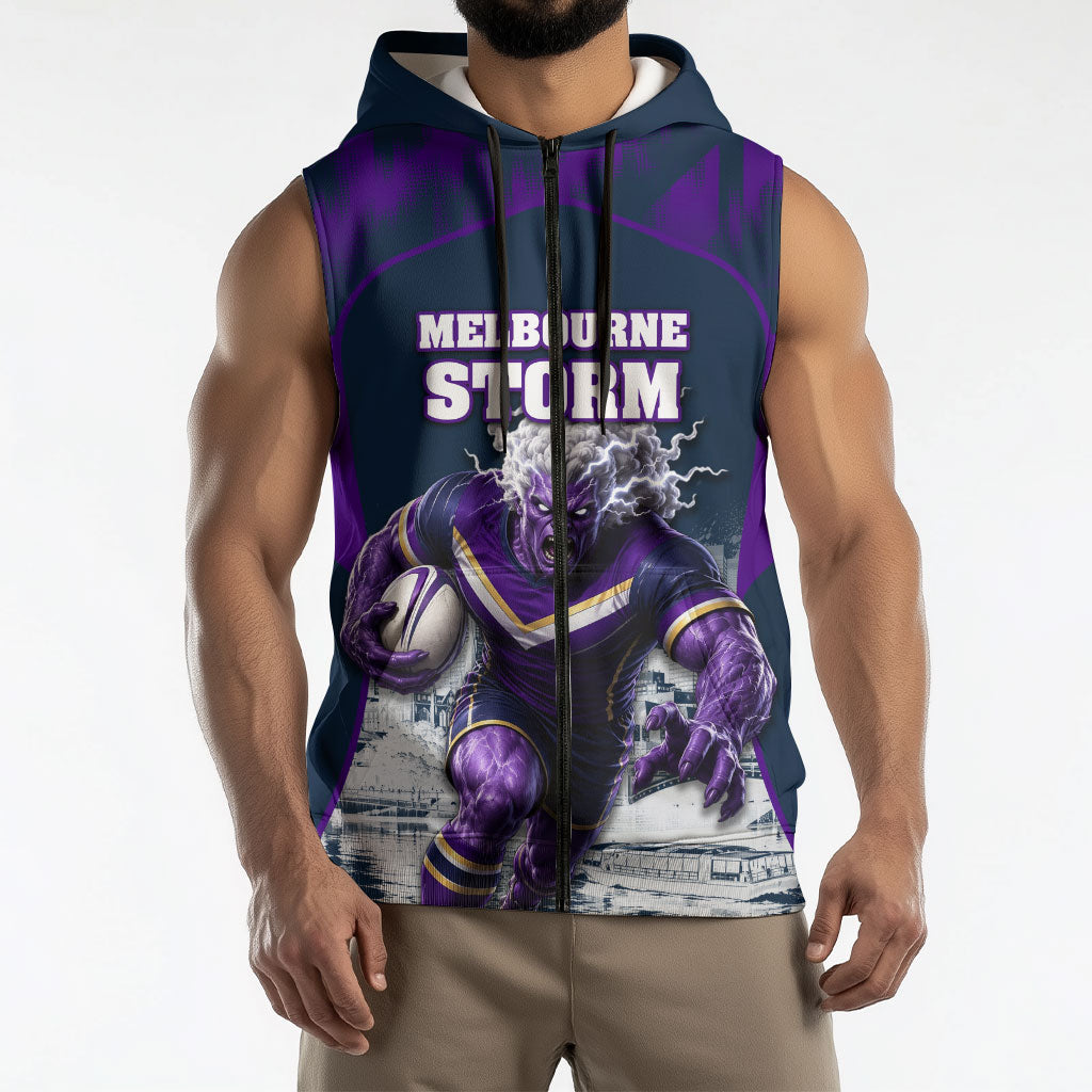 Personalised Sharks Rugby Sleeveless Zip Hoodie Storm Monster Mascot City Skyline 3D Graphic