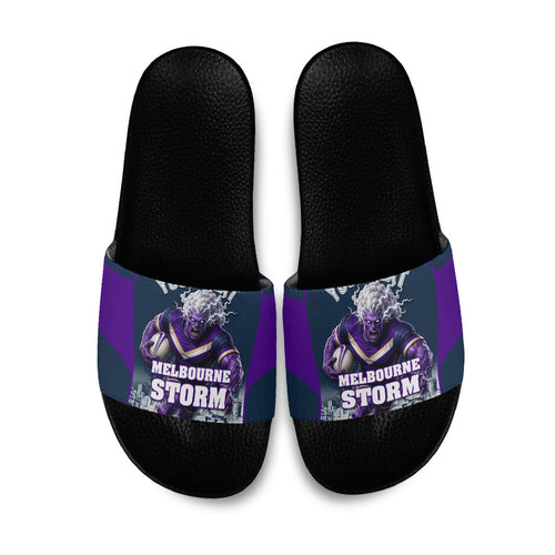 Personalised Sharks Rugby Slide Sandals Storm Monster Mascot City Skyline 3D Graphic