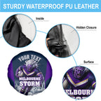 Personalised Sharks Rugby Spare Tire Cover Storm Monster Mascot City Skyline 3D Graphic