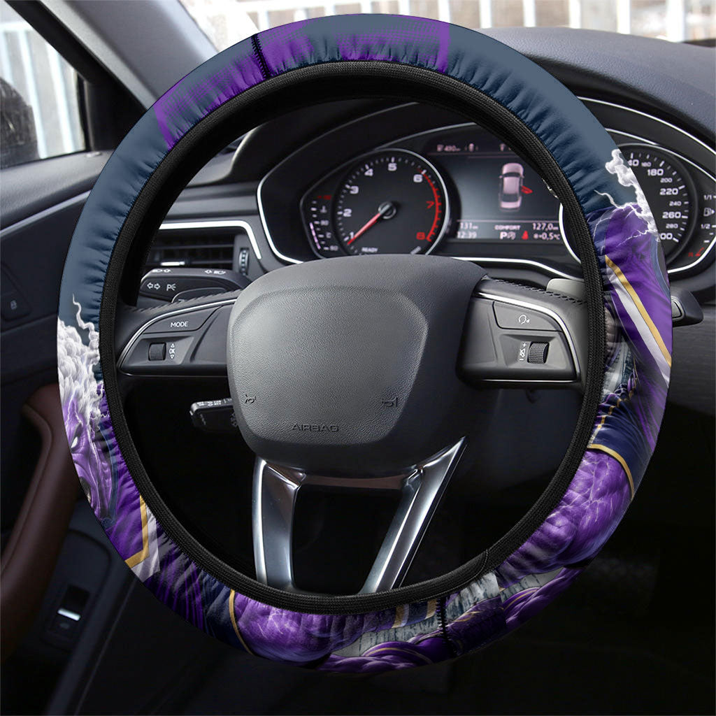 Sharks Rugby Steering Wheel Cover Storm Monster Mascot City Skyline 3D Graphic