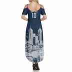 Personalised Sharks Rugby Summer Maxi Dress Storm Monster Mascot City Skyline 3D Graphic