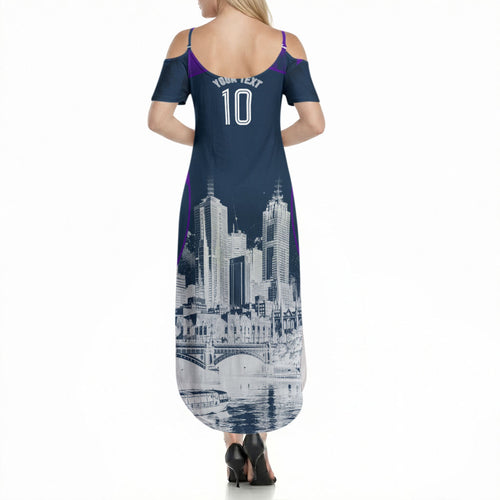 Personalised Sharks Rugby Summer Maxi Dress Storm Monster Mascot City Skyline 3D Graphic