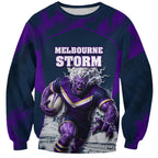 Personalised Sharks Rugby Sweatshirt Storm Monster Mascot City Skyline 3D Graphic