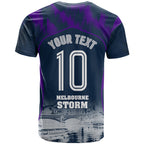 Personalised Sharks Rugby T Shirt Storm Monster Mascot City Skyline 3D Graphic
