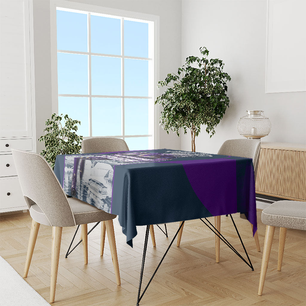 Personalised Sharks Rugby Tablecloth Storm Monster Mascot City Skyline 3D Graphic