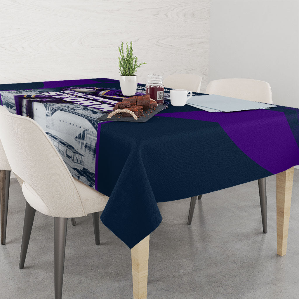 Personalised Sharks Rugby Tablecloth Storm Monster Mascot City Skyline 3D Graphic