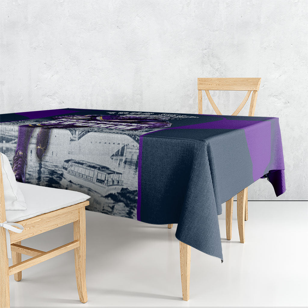 Personalised Sharks Rugby Tablecloth Storm Monster Mascot City Skyline 3D Graphic