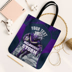 Personalised Sharks Rugby Tote Bag Storm Monster Mascot City Skyline 3D Graphic