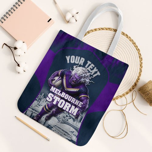 Personalised Sharks Rugby Tote Bag Storm Monster Mascot City Skyline 3D Graphic
