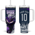 Personalised Sharks Rugby Tumbler With Handle Storm Monster Mascot City Skyline 3D Graphic