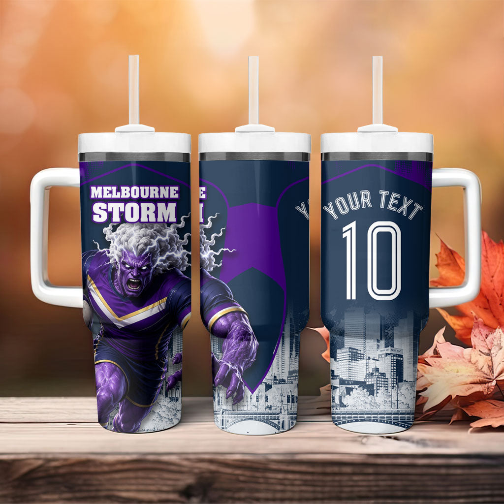 Personalised Sharks Rugby Tumbler With Handle Storm Monster Mascot City Skyline 3D Graphic