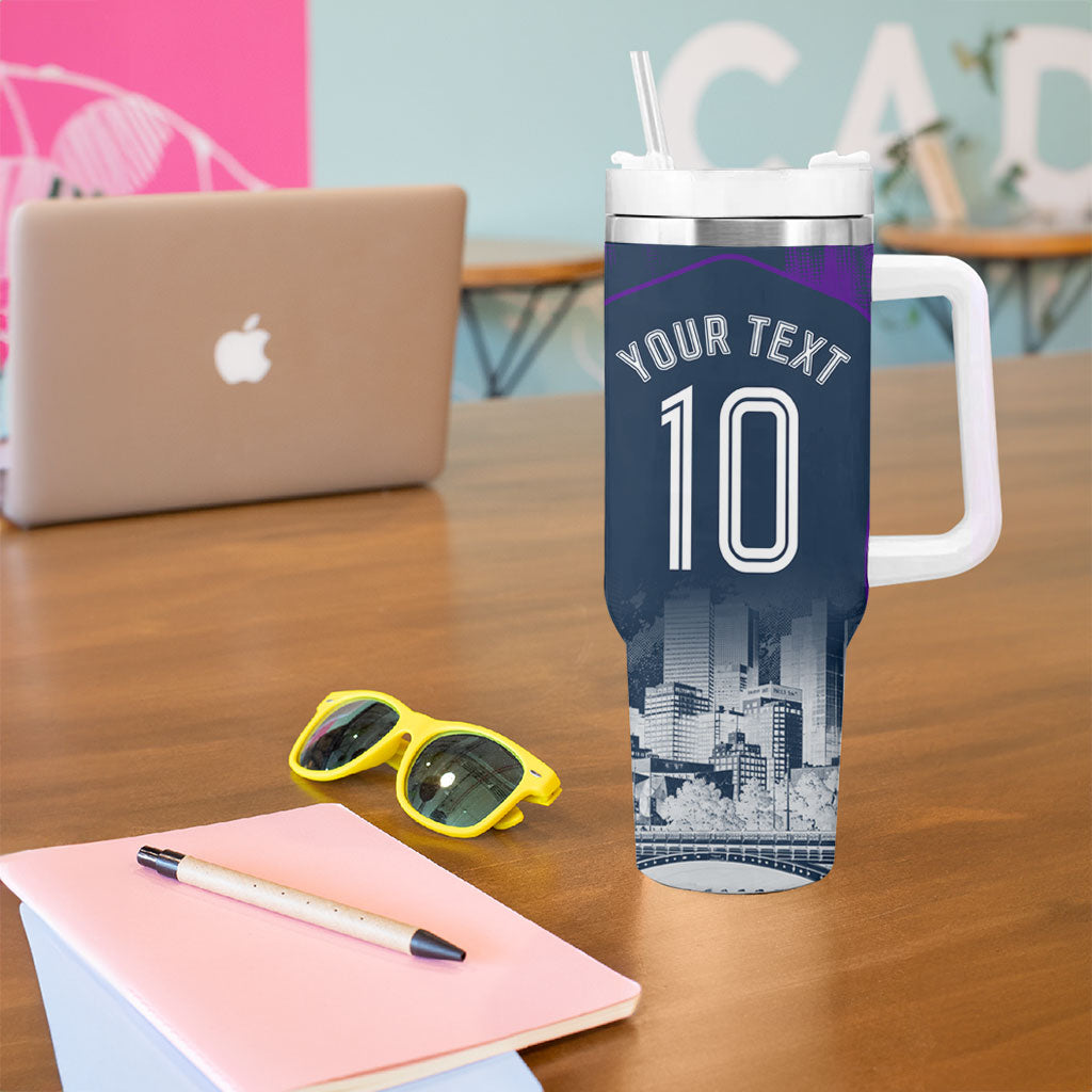 Personalised Sharks Rugby Tumbler With Handle Storm Monster Mascot City Skyline 3D Graphic