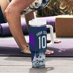 Personalised Sharks Rugby Tumbler With Handle Storm Monster Mascot City Skyline 3D Graphic
