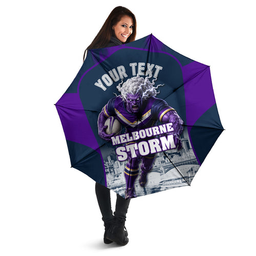 Personalised Sharks Rugby Umbrella Storm Monster Mascot City Skyline 3D Graphic