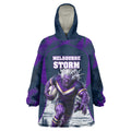 Personalised Sharks Rugby Wearable Blanket Hoodie Storm Monster Mascot City Skyline 3D Graphic