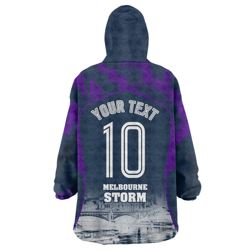 Personalised Sharks Rugby Wearable Blanket Hoodie Storm Monster Mascot City Skyline 3D Graphic