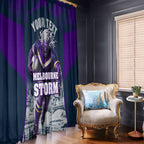 Personalised Sharks Rugby Window Curtain Storm Monster Mascot City Skyline 3D Graphic