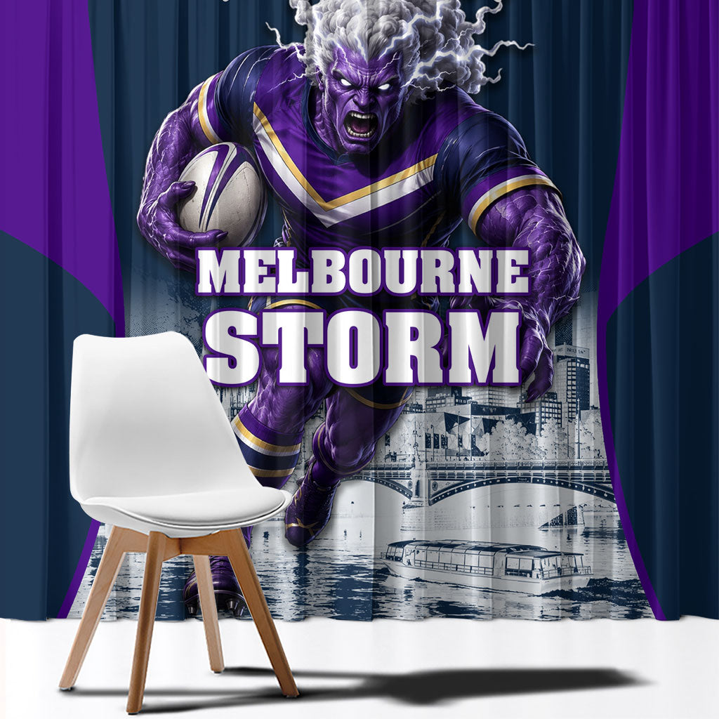Personalised Sharks Rugby Window Curtain Storm Monster Mascot City Skyline 3D Graphic