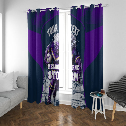 Personalised Sharks Rugby Window Curtain Storm Monster Mascot City Skyline 3D Graphic