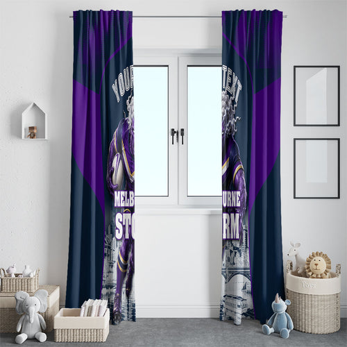 Personalised Sharks Rugby Window Curtain Storm Monster Mascot City Skyline 3D Graphic