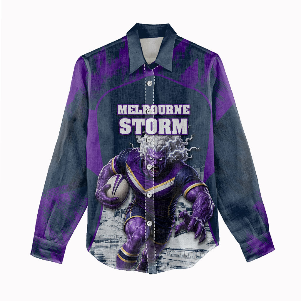Personalised Sharks Rugby Women Casual Shirt Storm Monster Mascot City Skyline 3D Graphic