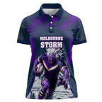 Personalised Sharks Rugby Women Polo Shirt Storm Monster Mascot City Skyline 3D Graphic