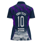 Personalised Sharks Rugby Women Polo Shirt Storm Monster Mascot City Skyline 3D Graphic