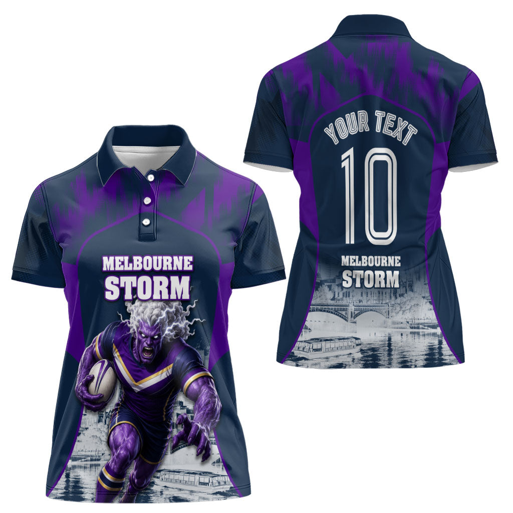 Personalised Sharks Rugby Women Polo Shirt Storm Monster Mascot City Skyline 3D Graphic