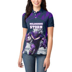 Personalised Sharks Rugby Women Polo Shirt Storm Monster Mascot City Skyline 3D Graphic