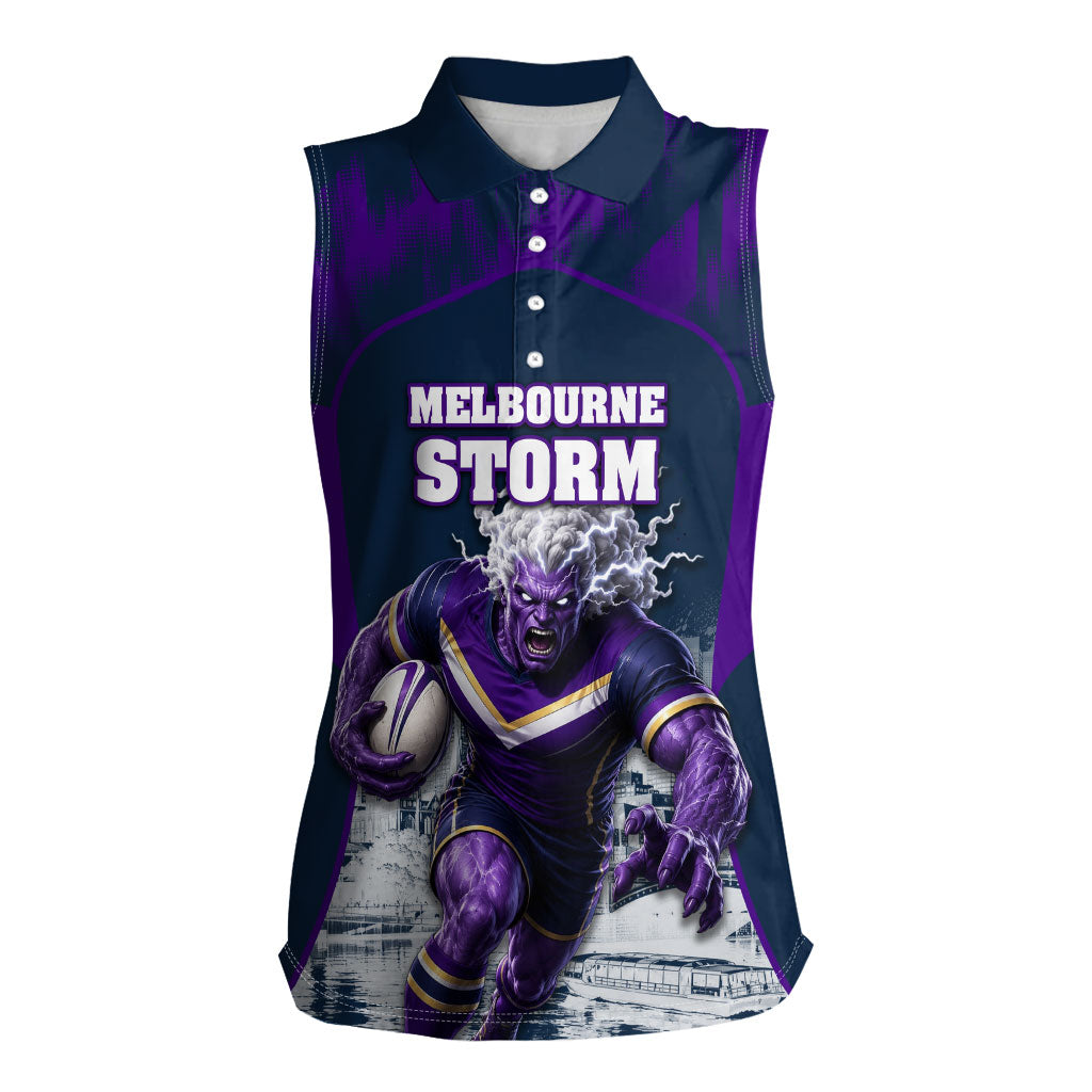 Personalised Sharks Rugby Women Sleeveless Polo Shirt Storm Monster Mascot City Skyline 3D Graphic