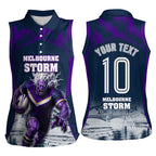 Personalised Sharks Rugby Women Sleeveless Polo Shirt Storm Monster Mascot City Skyline 3D Graphic