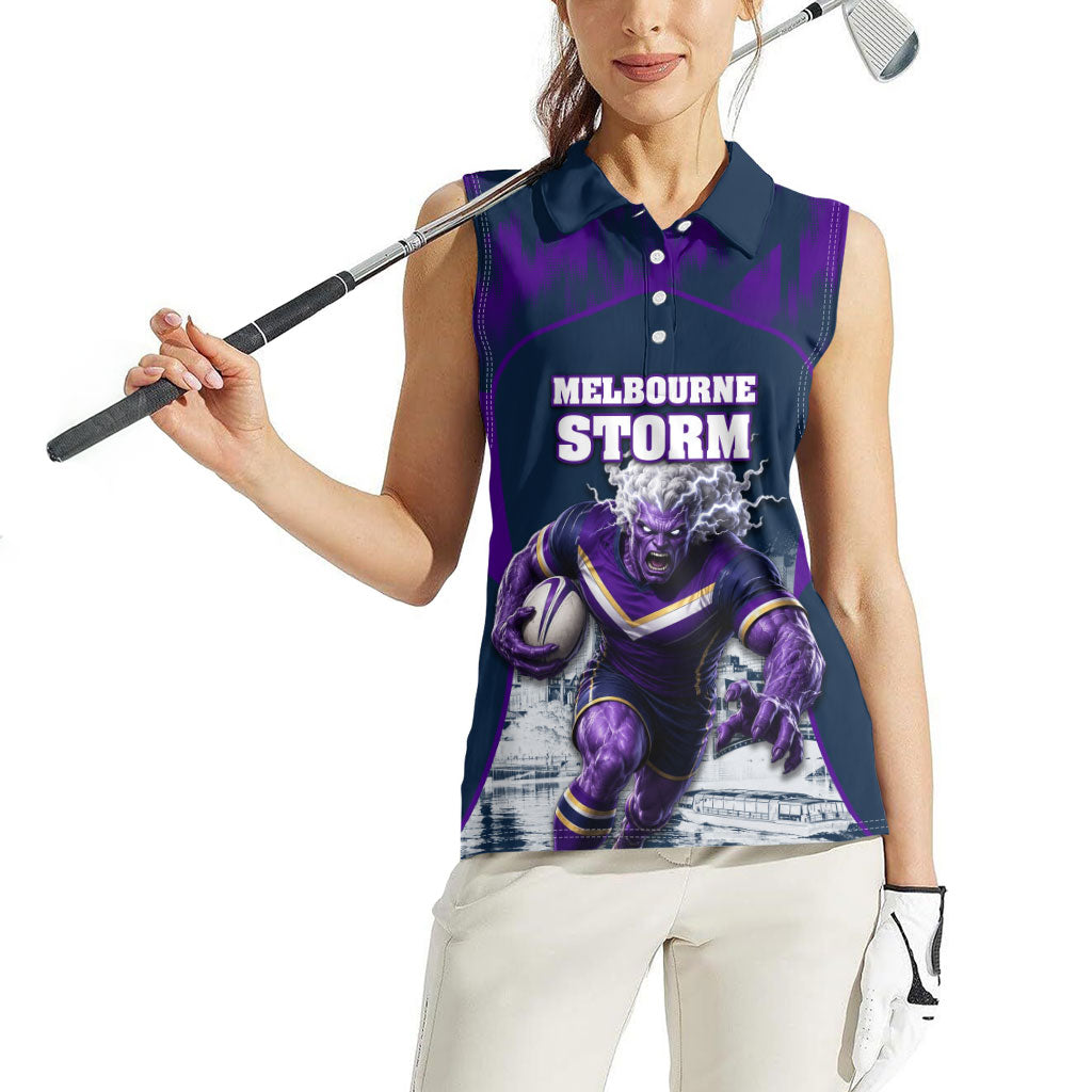Personalised Sharks Rugby Women Sleeveless Polo Shirt Storm Monster Mascot City Skyline 3D Graphic