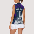 Personalised Sharks Rugby Women Sleeveless Polo Shirt Storm Monster Mascot City Skyline 3D Graphic