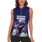 Personalised Sharks Rugby Women Sleeveless Polo Shirt Storm Monster Mascot City Skyline 3D Graphic