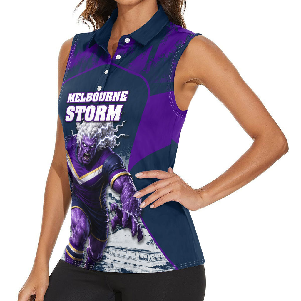 Personalised Sharks Rugby Women Sleeveless Polo Shirt Storm Monster Mascot City Skyline 3D Graphic