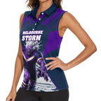 Personalised Sharks Rugby Women Sleeveless Polo Shirt Storm Monster Mascot City Skyline 3D Graphic