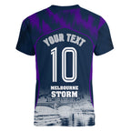 Personalised Sharks Rugby Women V-Neck T-Shirt Storm Monster Mascot City Skyline 3D Graphic