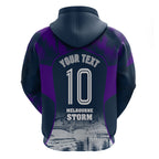 Personalised Sharks Rugby Zip Hoodie Storm Monster Mascot City Skyline 3D Graphic
