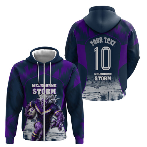 Personalised Sharks Rugby Zip Hoodie Storm Monster Mascot City Skyline 3D Graphic