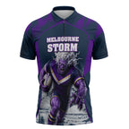 Personalised Sharks Rugby Zipper Polo Shirt Storm Monster Mascot City Skyline 3D Graphic