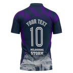 Personalised Sharks Rugby Zipper Polo Shirt Storm Monster Mascot City Skyline 3D Graphic