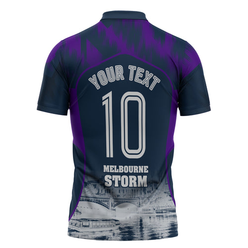 Personalised Sharks Rugby Zipper Polo Shirt Storm Monster Mascot City Skyline 3D Graphic