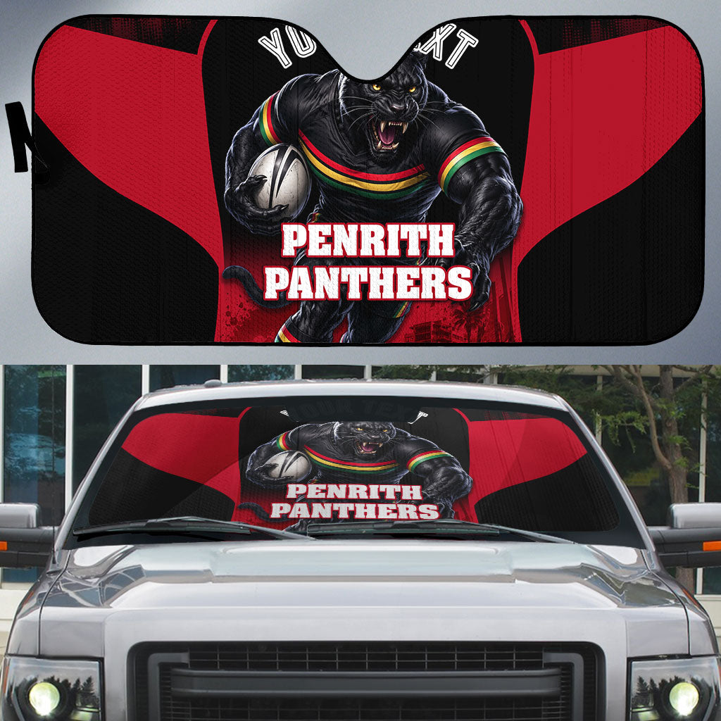 Personalised Penrith Panthers Mascot Rugby Auto Sun Shade Penrith New South Wales Athletic Graphic Print
