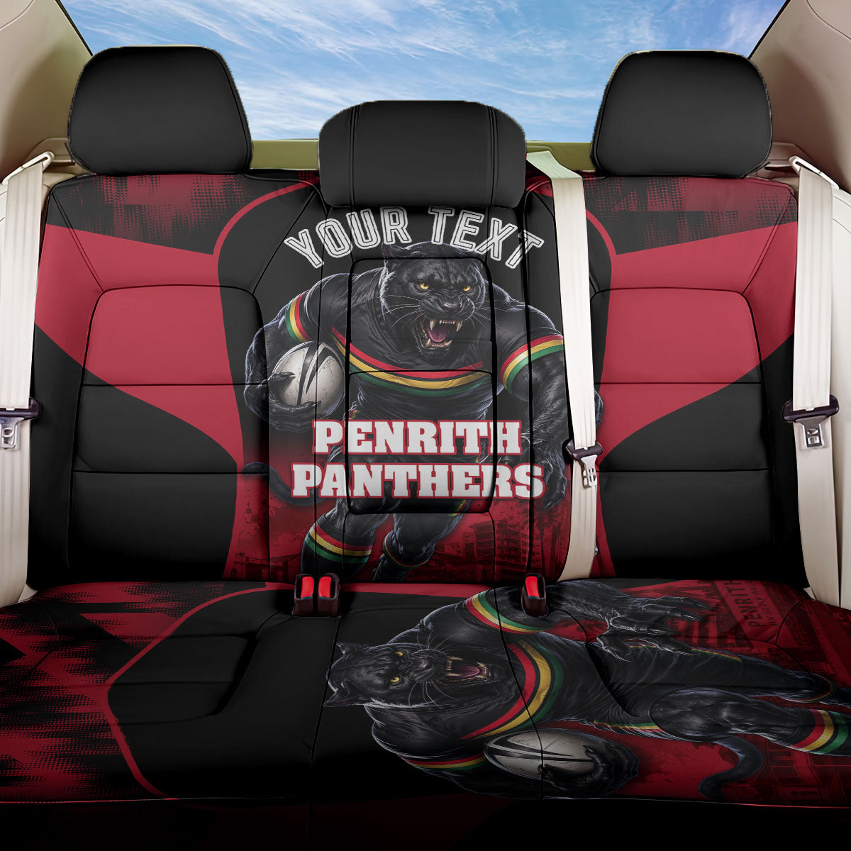 Personalised Penrith Panthers Mascot Rugby Back Car Seat Cover Penrith New South Wales Athletic Graphic Print