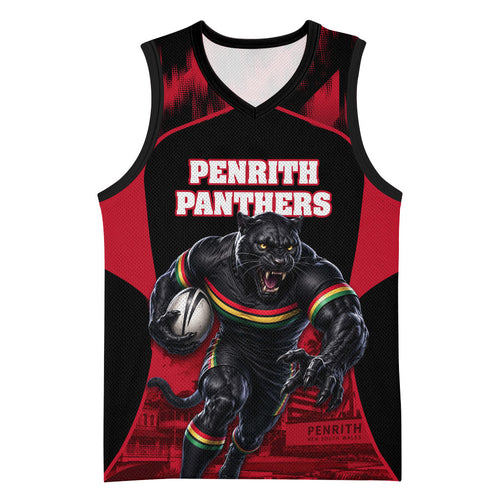 Personalised Penrith Panthers Mascot Rugby Basketball Jersey Penrith New South Wales Athletic Graphic Print
